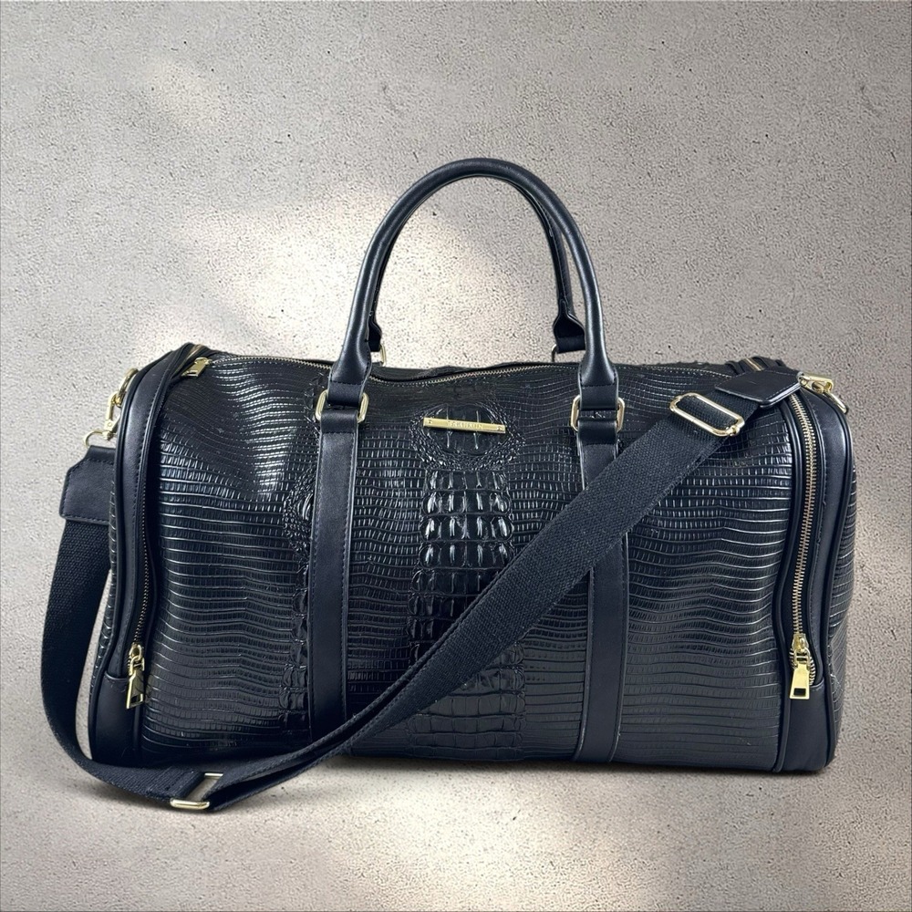 BRAHMIN ALDEN ROAD WEEKENDER MYLA DUFFLE BAG MELBOURNE CROC REPTILE EMBOSSED